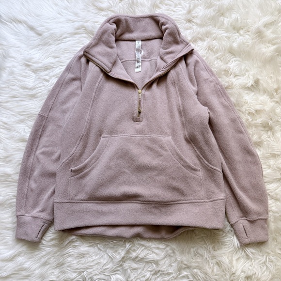 Lululemon Oversized Scuba Tumbled Fleece Funnel-Neck Half Zip Size M/L Pink - Picture 4 of 10